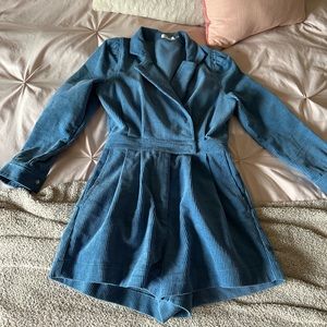 Blue corduroy romper